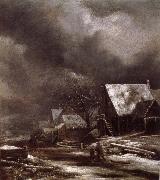 Jacob van Ruisdael Village in Winter Spain oil painting artist